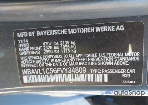 2015 BMW X1 xDrive28I z USA, uszkodzony, nr VIN WBAVL1C56FVY34809